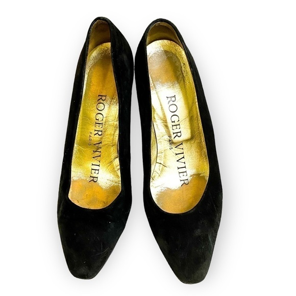 Vintage rare Roger Vivier black suede pumps with signature comma heel - Picture 4 of 8